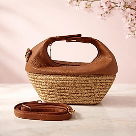 Capsule Model Çanta Hasıra Kahverengi