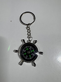 Metal Pusula Anahtarlık Gri