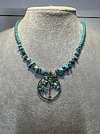 Hayat Ağacı Turkuaz Taşlı Kolye