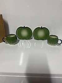 2li Yeşil Bal Kabağı Modelli Fincan Takımı