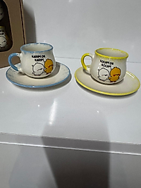 2li Mavi Ve Sarı Karım Da Karım Kocam Da Kocam Fincan Takımı