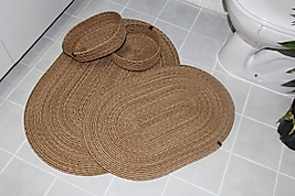 4lü Hasır Renk Jüt Paspas Düz Modeli