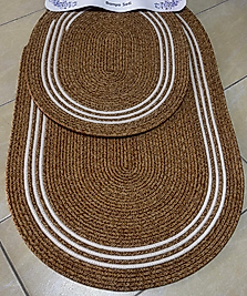 2li Jüt Banyo Paspas Seti (Beyaz Şeritli)