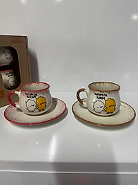 2li Kırmızı Ve Kahverengi Karım Da Karım Kocam Da Kocam Fincan Takımı