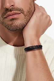 Deri Ve Boncuklu Mıknatıslı Bileklik