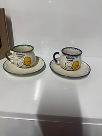 2li Mavi Ve Yeşil Karım Da Karım Kocam Da Kocam Fincan Takımı