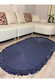 Burgu Kilim Oval Saçaklı Model Mavi (FİYAT: Ebat Seçimi Yapın Fiyatı Alın)