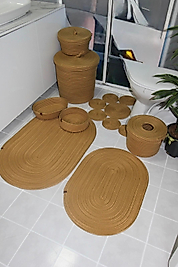 8li Jüt Paspas Ve Kirli Sepeti Modeli (Düz Gold)