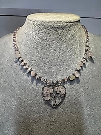 Hayat Ağacı Pembe Kuvars Taşlı Kolye