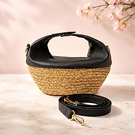 Capsule Model Çanta Hasıra Siyah
